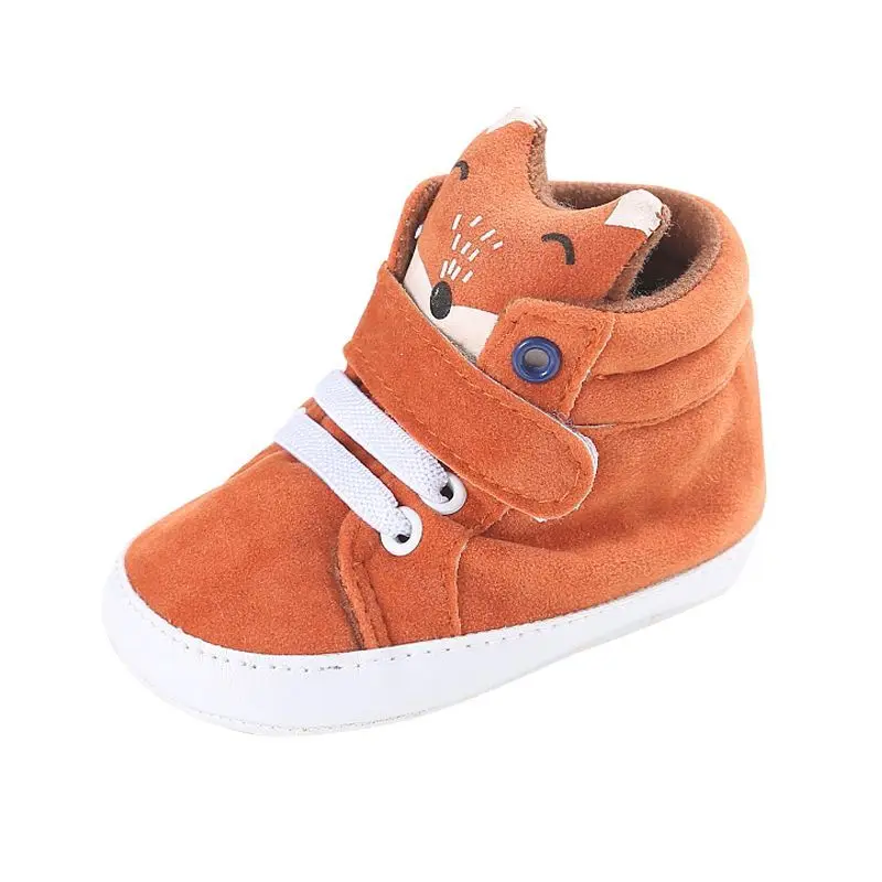 Детская Осенняя обувь Детские кроссовки для мальчиков и девочек, с лисьим носком, с кружевом, из хлопчатобумажной ткани, для первых шагов, с нескользящей мягкой подошвой, для малышей, 1 пара - Цвет: orange