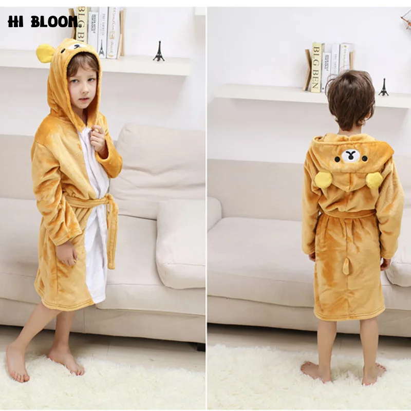 

HI BLOOM Pikachu Boys Girls Sleepwear Pajamas Winter Children's Bathrobes Cartoon Anime Costume Flannel Hooded Robe