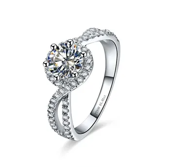 

Solid 14K White Gold VVS1 1CT Moissanite Engagement Ring Top Brand Permanent Quality Ring Pass Testers