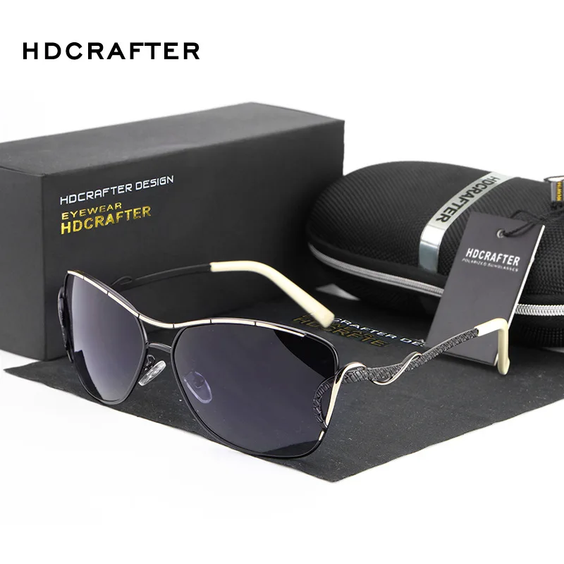 Женские солнцезащитные очки кошачий глаз HDCRAFTER поляризационные брендовые