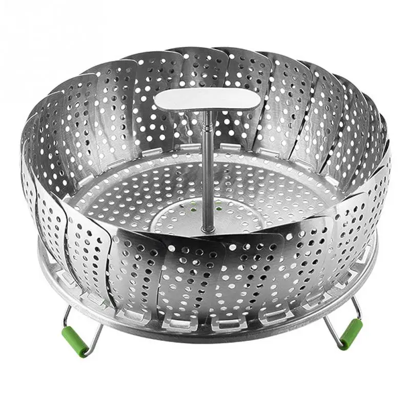 

New 9/11 inch Stainless Steel Steaming Basket Folding Mesh Food Vegetable Pot Steamer Expandable Kitchen Tool Basket Cooker