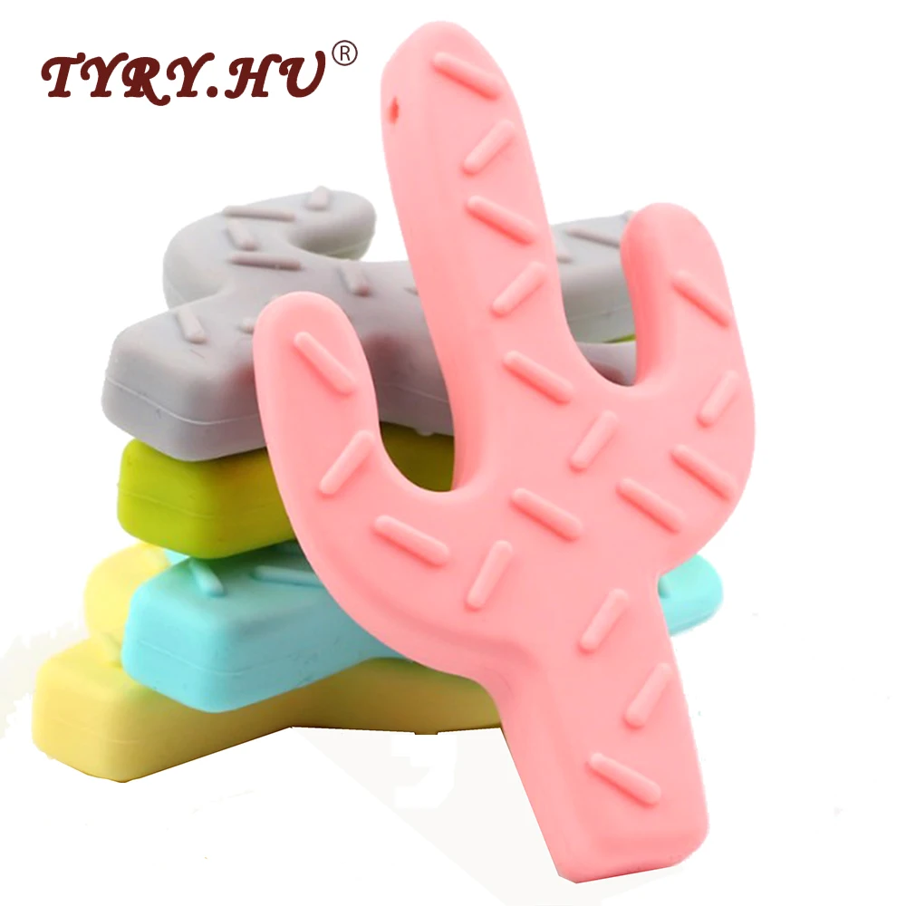

TYRY.HU 1pc Cactus Silicone Baby Teether Pendant Teeth Care Necklace DIY Cactus Crib Baby Pacifier Teether Toy Food Grade Gift