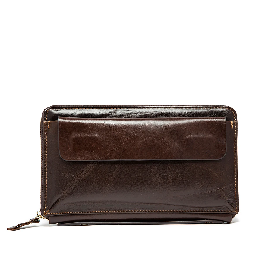 

Brand New Men Vintage Wallets Famous brand Purses with card holder Genuine Cow Leather Male Zipper Money bag Business Clutch Bag