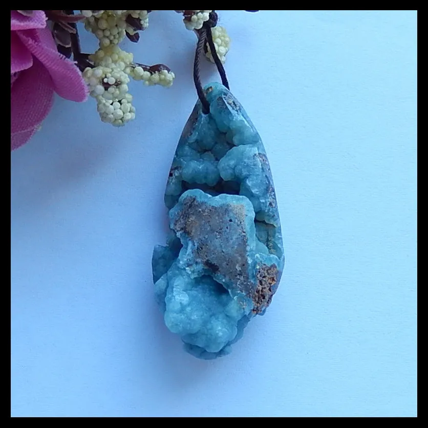 

New Arrival,Handmade Natural Gemstone Blue Turquoise Pendant Bead,44x29x6mm,11.1g