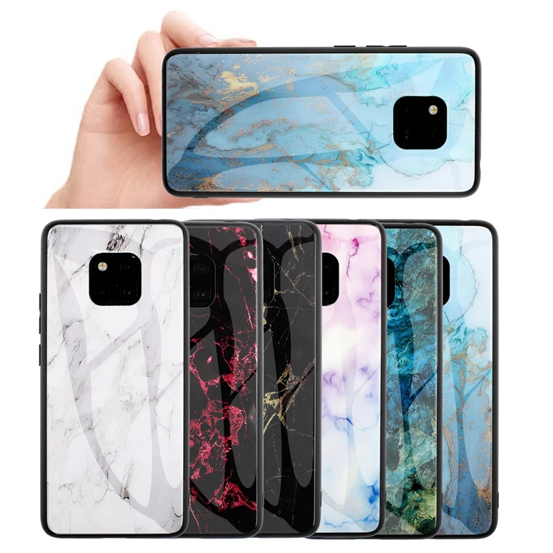 Чехол для Huawei Mate 20 Pro Lite P Smart Plus 2018 с мраморным закаленным стеклом чехол телефона Y9