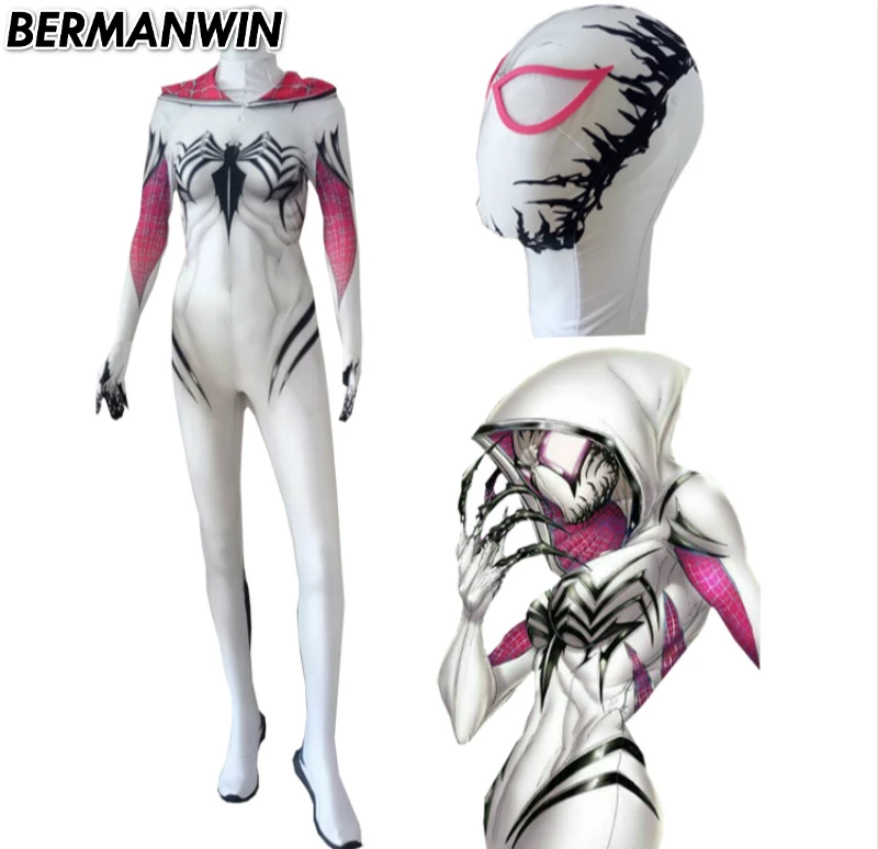 

BERMANWIN High Quality Anti-Gwenom Costume 3D Print Gwen Stacy Venom Gwen Costume Anti Gwenom Symbiote Spiderman Cosplay Costume