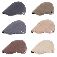 Men Classic Plain Solid Color Driving Hats Beret Peaked Flat Cabbie Newsboy Cap HATCS0135