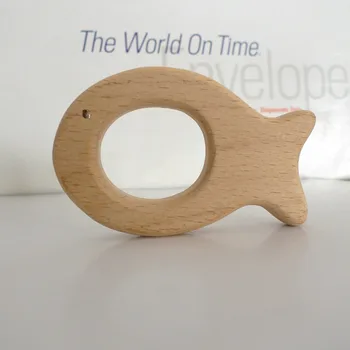 

10PCS FISH Handmade Natural Newborn Beech Wooden Teether Toys
