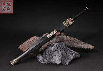 

CHINESE HIGH QUALITY 8 SIDE SWORD HAN JIAN FOLDED DAMASCUS STEEL BLADE EBONY SHEATH