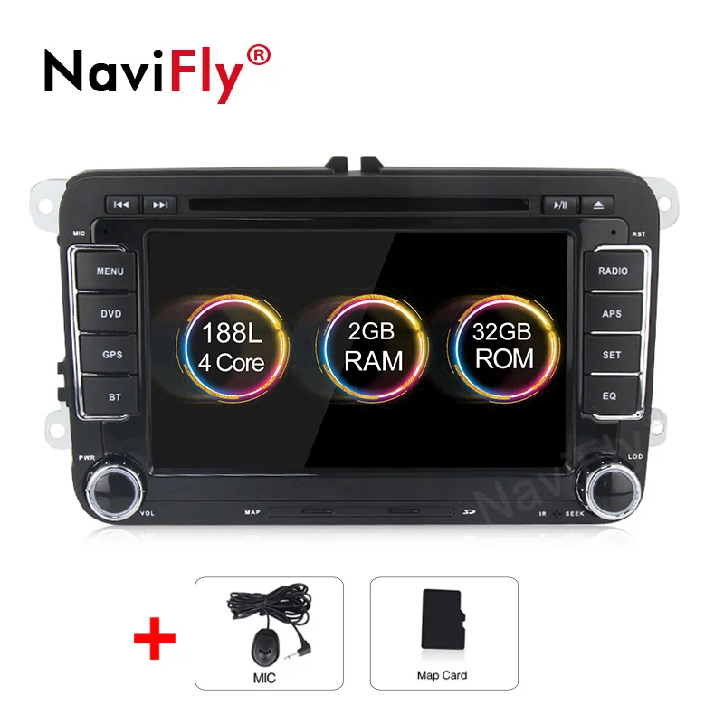 NaviFly 2 Din Android 9 автомобильный dvd gps для Volkswagen polo Passat B5 B6 B7 GOLF 5 GOLF 6 радио FM RDS 7708 IC 2 din wifi CANBUS - Цвет: car radio