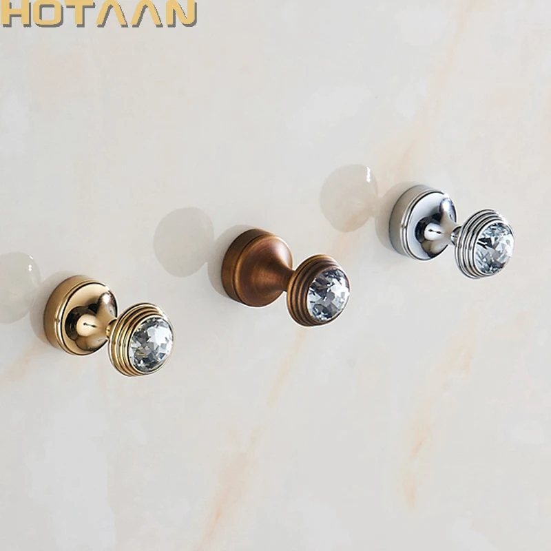 

Crystal Hook Chrome Color Wall Clothes Rack Cloth Hook Wall Hook Robe Hook For Bathroom Accessory Hanger Copper Material YT-3007