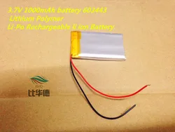 

3.7V 1000mAh battery 603443 Lithium Polymer Li-Po Rechargeable li ion Battery For Mp3 MP4 MP5 GPS PSP mobile electronic part