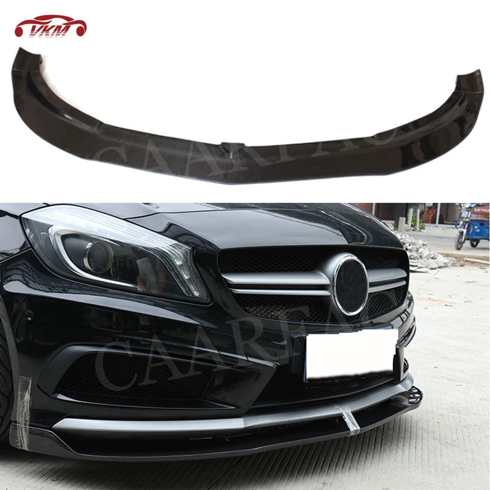 

For W176 Carbon Fiber Front Lip Spoiler for Mercedes Benz A Class RZ Style A180 A200 A260 A45 2013-2016 Head Bumper Chin Shovel
