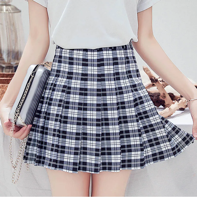 Новые мини-юбки с высокой талией для женщин Harajuku плиссированные клетчатые мини юбки школьные женские мини-юбки для девочек# 563A