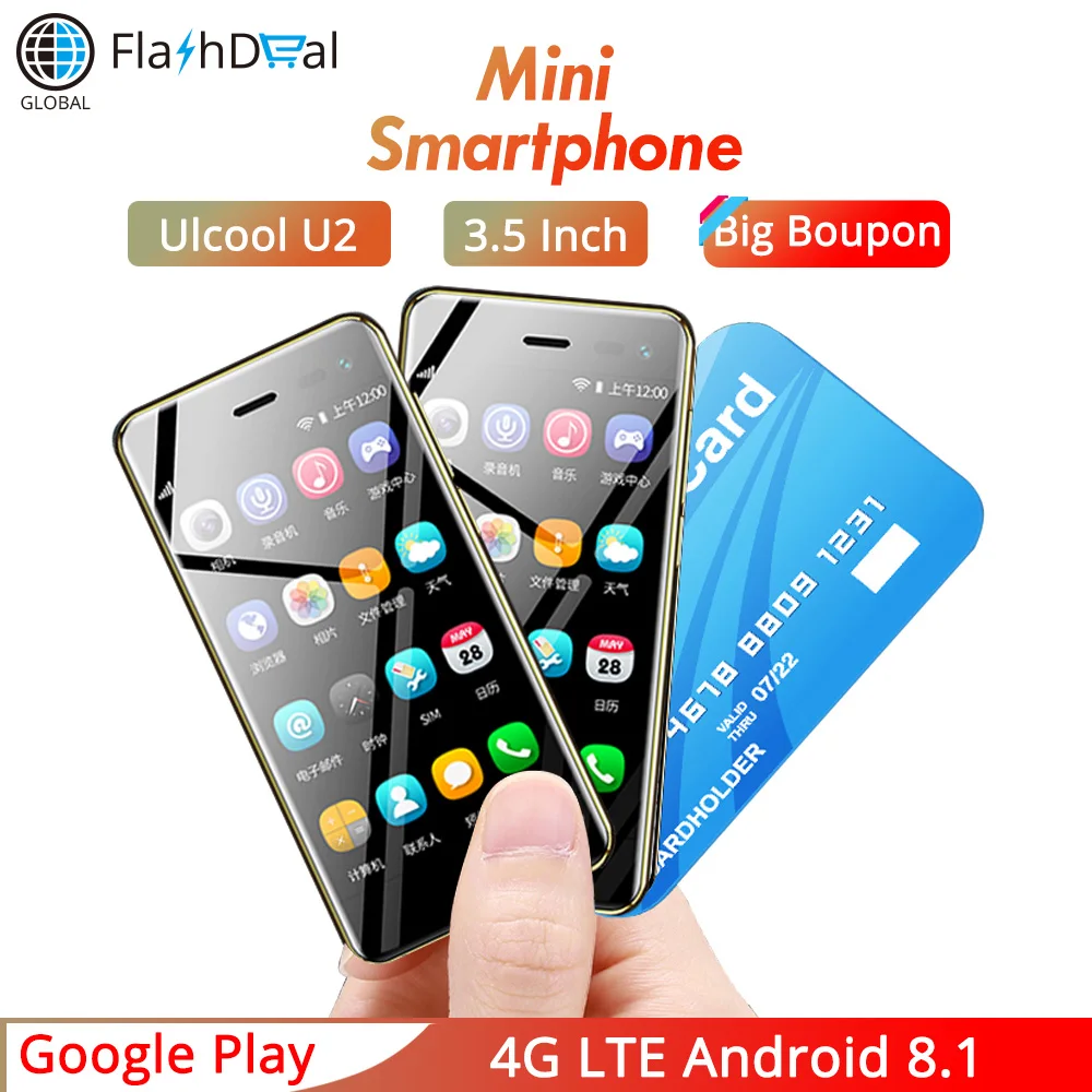 Мини Мобильный телефон U2 Android 8,1 Google Play 3,15 дюймов экран MTK6739 1 ГБ 8 ГБ 5 МП 4G смартфон