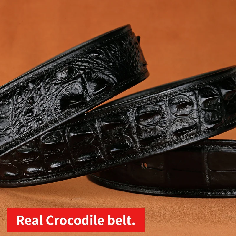 Люксовый бренд мужской пояс из крокодиловой кожи с гладкой пряжкой настоящие пояса из кожи аллигатора Бизнес Повседневный пояс модный дизайн