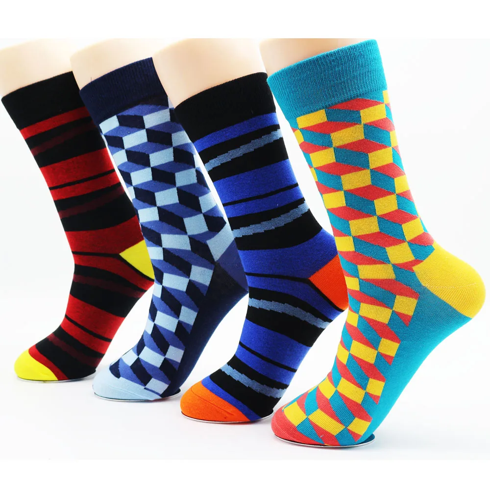 New winter men's funky cotton stripe colorful socks high quality mens