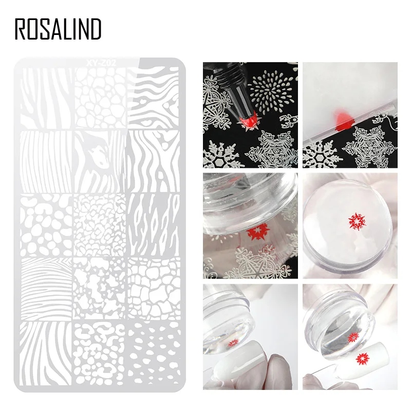 ROSALIND пластины для штамповки ногтей для маникюра цветок для дизайна ногтей лак штамповка печати пластины-шаблоны штампов