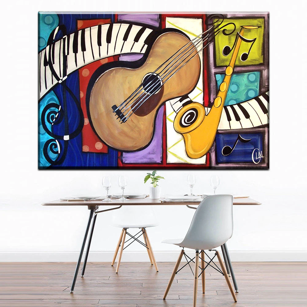 ZZ1091 современная абстрактная на холсте Искусство Красочный музыкальный