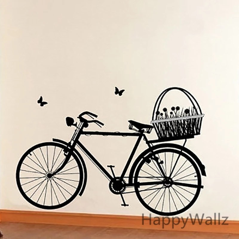Bike Wall Sticker Bicycle Flower Wall Decal DIY Modern Office Decor