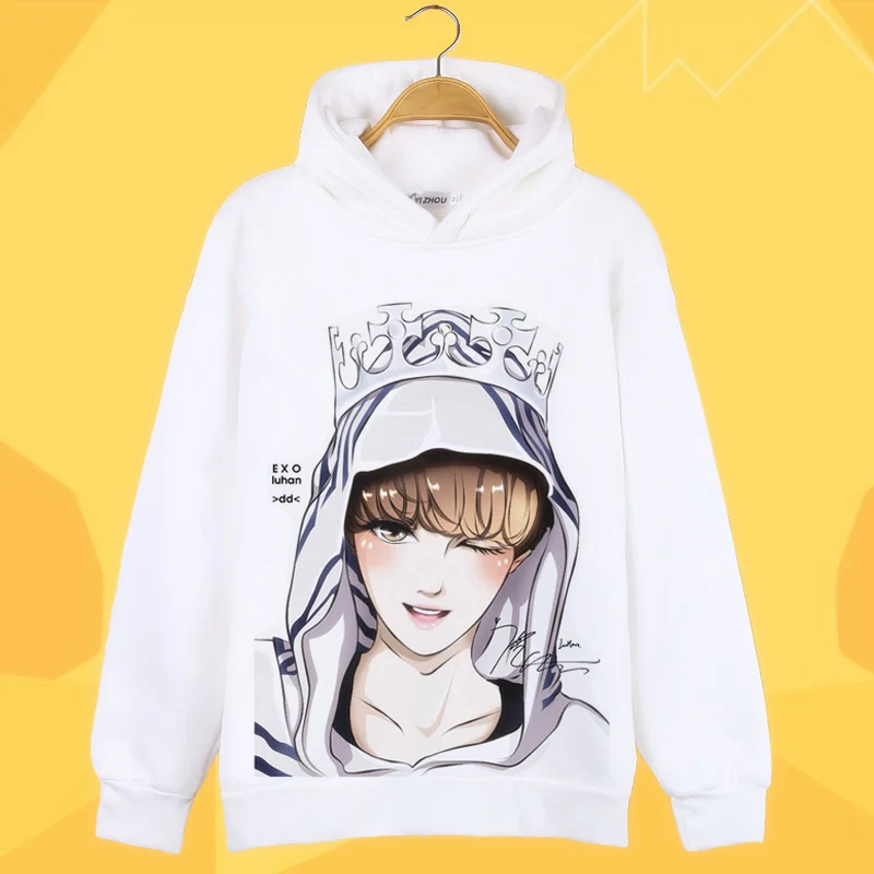 EXO Kpop корейские уличные толстовки с героями мультфильмов женские/мужские модные