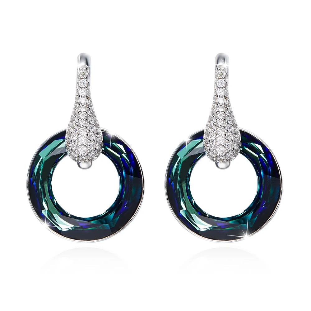 

Heezen Circle Oorbel Charm Jewelry Luxury Fashion Austrian Rhinestone Trendy Drop Earrings Valentine's Day Bijoux Gift for Women