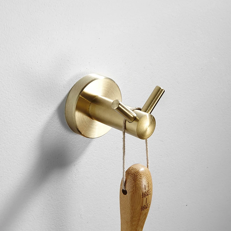 Günstige Gebürstet Gold Badezimmer Zubehör Set Handtuch Rack, Ecke Regal, Wc Rollen Halter, wc Pinsel Halter Wand Montiert Robbe Haken