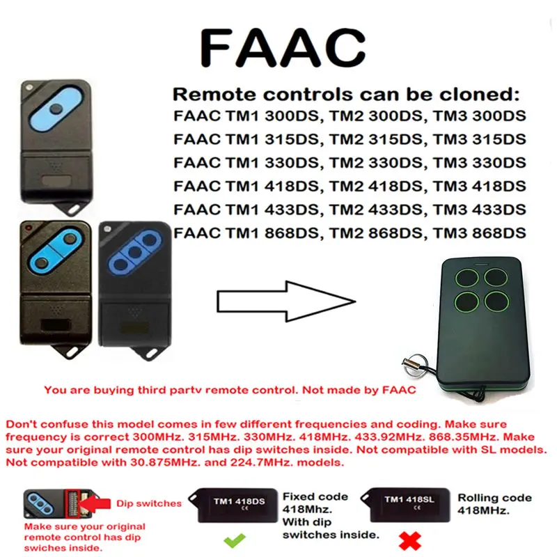 Дубликатор дистанционного управления FAAC TM 300DS 330DS 418DS 433DS 868DS 280-890MHz | Электроника