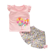 TELOTUNY girls clothes toddler T Shirt Tops Floral Shorts children clothing set u71211