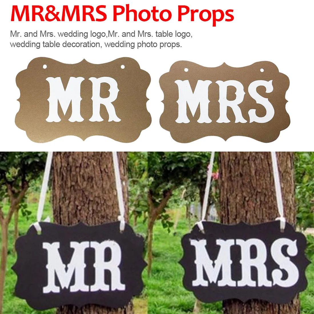 

1 set MR&MRS Photo Props Wedding Decoration Become Bride Party Decoration Party Supplies Baby Shower Happy Birthday Wedding