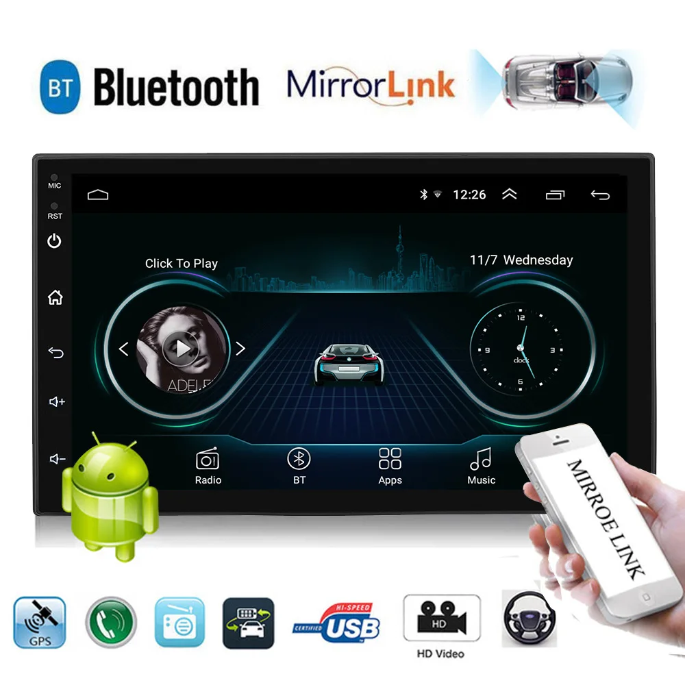 

Android 8.1 Double 2 Din 7 inch Car Radio Multimedia Video Player Universal Quad Core Car Stereo Player GPS Navigation WIFI