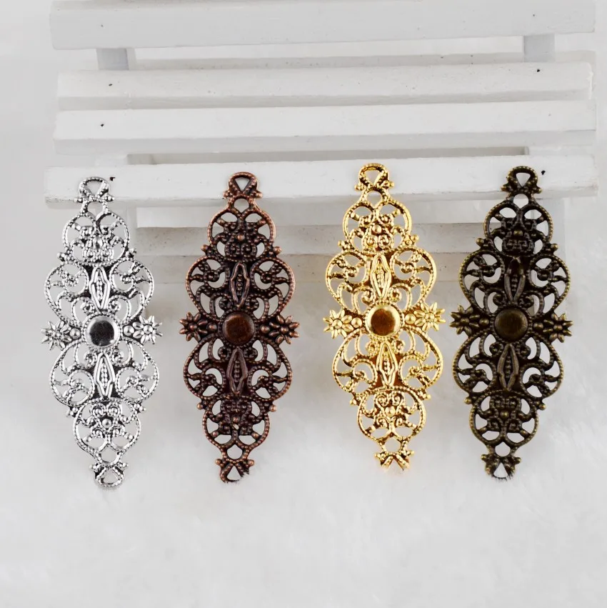 -40Pcs Mixed Colour Filigree Wraps Connectors Metal Crafts Decoration DIY Findings DIY Connectors 6.1x2.4cm D3047