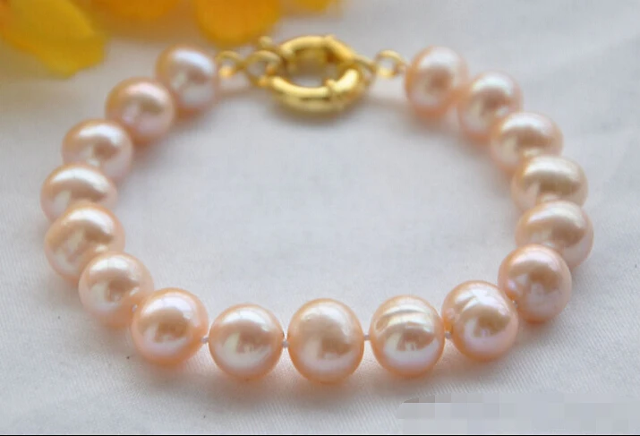 

Z5547 REAL 8" 11mm pink round freshwater cultured pearl bracelet @^Noble style Natural Fine jewe SHIPPING new >>-hot