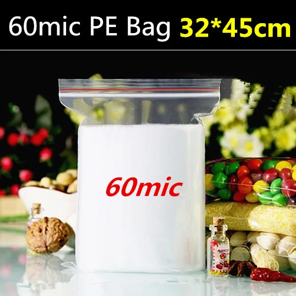 50pcs 32cm*45cm*60micron large plastic gift storage bag , plastic zipper bag, travel use clothes ...