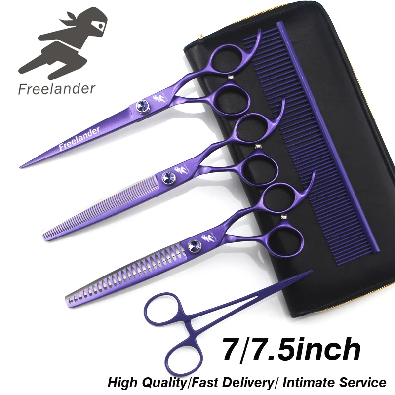 

7.0" 7.5inch pet grooming scissors set straight cut teeth cut fish bone scissors