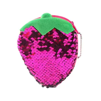 

Mini Shoulder Crossbody Bag For Girls Cute Fruit Shape Strawberry Pineapple Card Coin Purse Round Shiny Sequins Zipper Small Bag