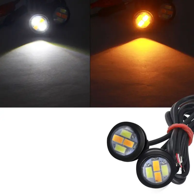 

2019 2pcs/set 12V Hawkeye LED Strobe Lights Car Eagle Eye Emergency Lamp Yellow and White Light