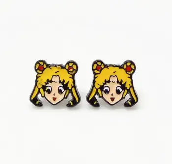 

10Pairs cartoon Japanese anime Enamel Earrings For Women Jewelry Summer Style Trendy Cute Stud Earring WW481