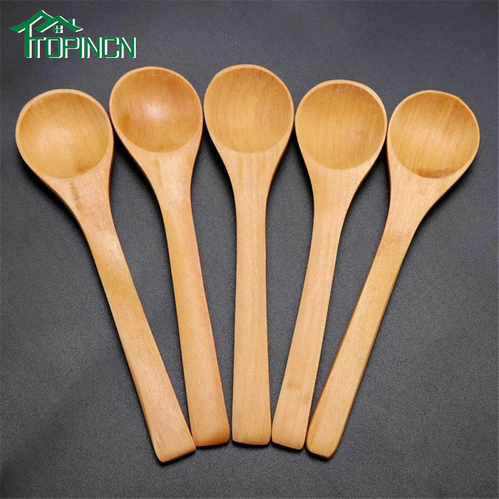 

TOPINCN 30 Pcs Mini Wooden Spoon Kitchen Cooking Teaspoon Condiment Utensil Coffee Spoon Kids Ice Cream Tableware Tool