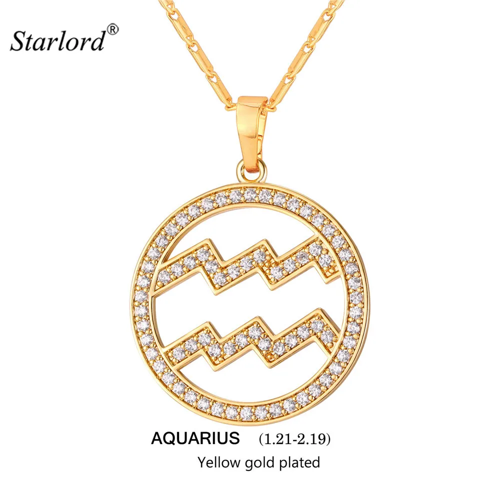 2017 Zodiac Charms AQUARIUS Pendant Necklace Simple Women/Men Jewelry