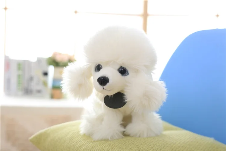 

white beautiful plush sitting poodle dog toy, simulation poodle dog doll gift about 25cm 2371