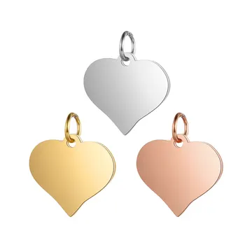 

5pcs/lot 100% Stainless Steel Mirror Polished 15-17mm Heart Tag Charm Pendant for Bracelet Necklace DIY Jewelry Making Charms