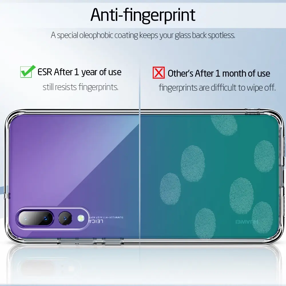 ESR Кристальный чехол из закаленного стекла для телефона huawei P20 полное заднее покрытие для huawei P20 Pro TPU Мягкий край силиконовый стеклянный чехол s Coque