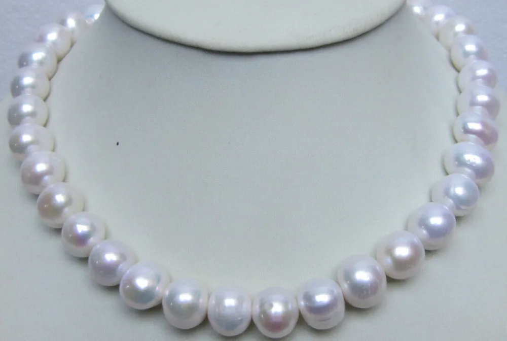 

HOT## Wholesale FREE SHIPPING HOT HUGE 12-13MM WHITE JAPANESE AKOYA PEARL NECKLACE 18'' 14K GOLD CLASP