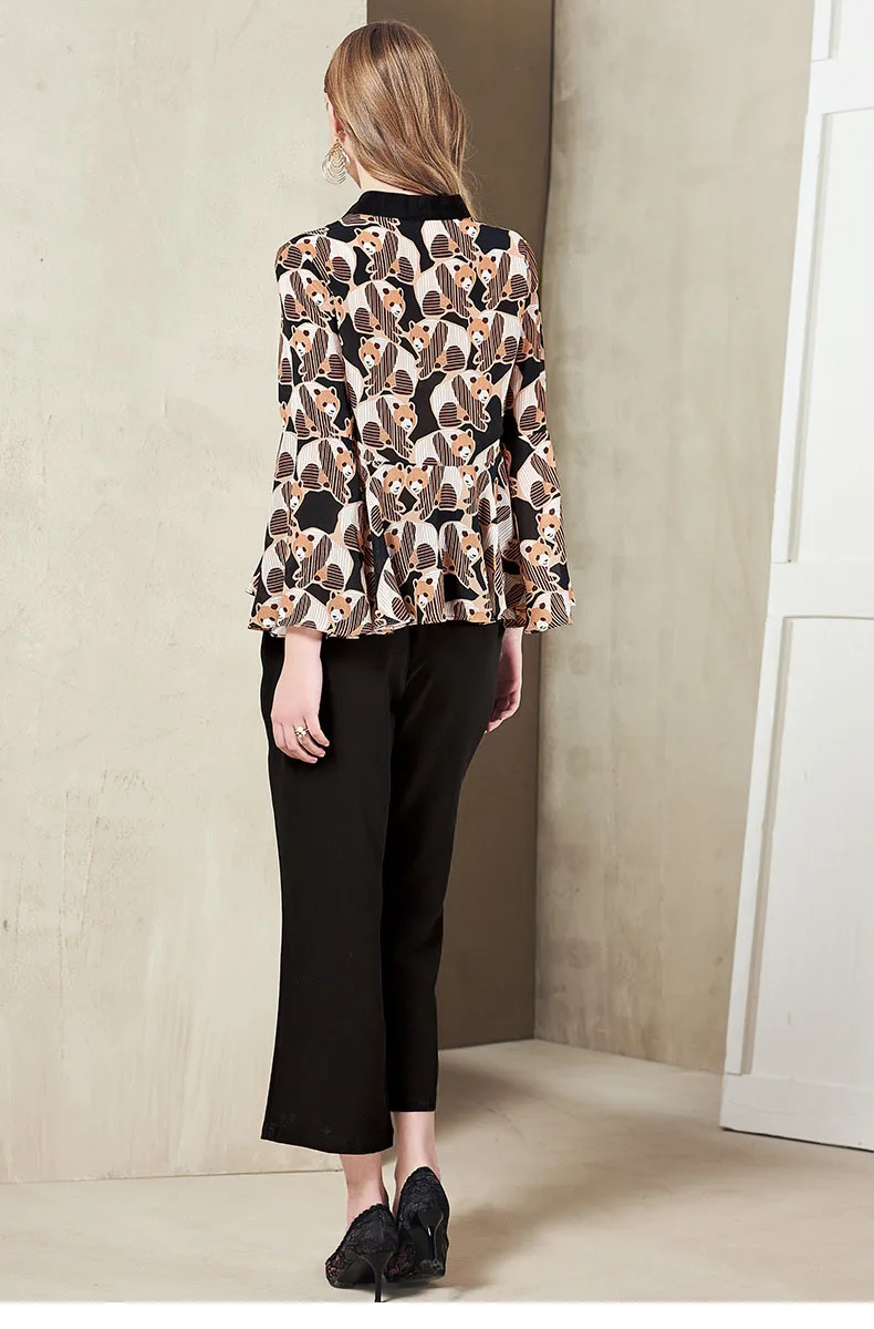 100Seide Mode Crepe Shirt Stoff aus Damen neue Blusas reinem Druckmuster Design SMVpGULqz