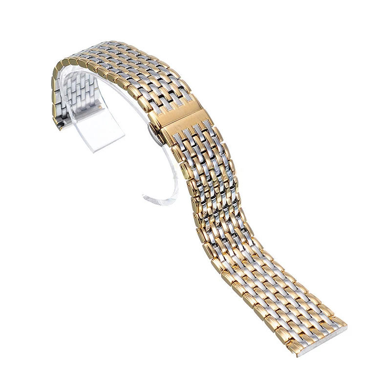 20 22mm Stainless Steel Wrist Watch Band Strap Silver Rose Gold Double Butterfly Clasp Buckle Bracelet For Men Women Relojes