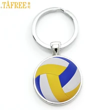 TAFREE summer charms glass cabochon beach volleyball keychain men women sports jewelry key chain ring best friends gifts SP680(China)