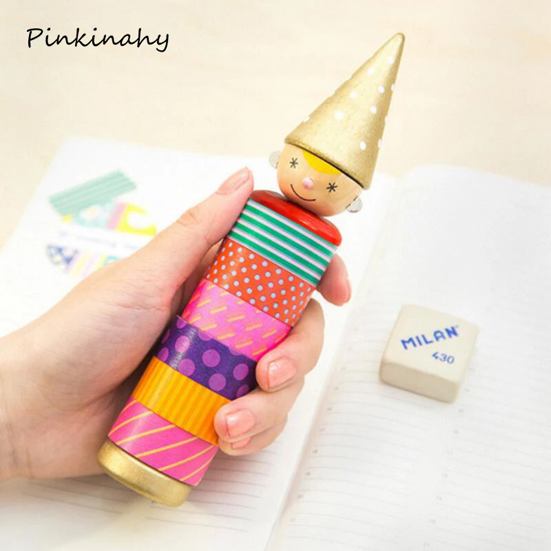 

1 PC Cute Kawaii Creative Wood Hat Boy Shaped Adhesive Tape Dispenser Office Desktop Washi Tape Holder With Tape