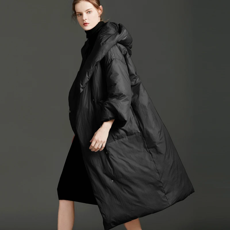 Brand Plus Size 2019 Winter Jackets Women Fluffy Duck Down Coat Women Vintage Long Warm Hooded Loose Female Snow Outwear AO675