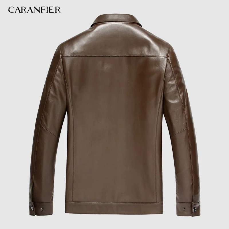 CARANFIER мужские Куртки из натуральной овечьей кожи повседневные облегающие пальто